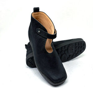 Leather snap booties cork soles Spangenboot‎ Karree